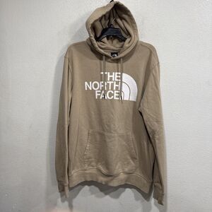 The North Face Hoodie Mens Large Tan Half Dome Pullover Fleece Kangaroo Pocket